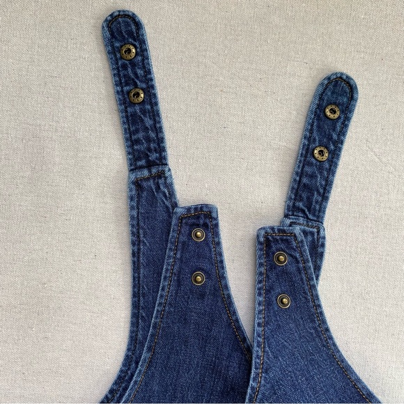 Pilcro Anthropologie Denim Dress Mini Snap Button Jumper Overall Pockets - Picture 9 of 11